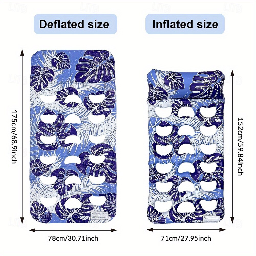 Large Inflatable Heart-Shaped Pool Lounger with Leaf & Flower Pattern  1pc Outdoor Water Hammock for Adults Mixed Colors Perfect for Summer Beach Parties Pool Floats 2025 - $38.99 –P3