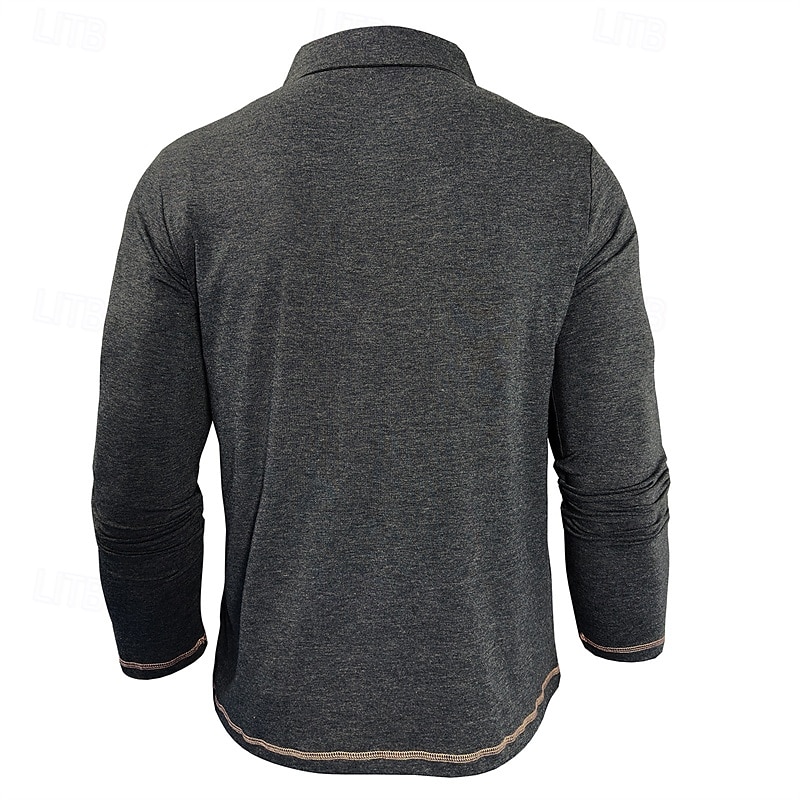Herren Golfshirt Golf Poloshirts Arbeit Lässig Revers Langarm Basic Modern Farbblock Patchwork Knöpfe Frühling Herbst Normale Passform Aprikose Marineblau Blau Grün Hellgrau Dunkelgray Golfshirt 2025 - $25.99 –P20