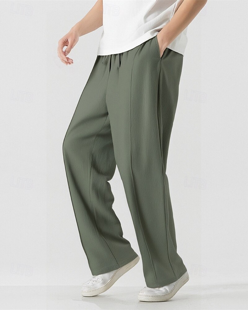 Per uomo Pantaloni in cotone e lino Pantaloni Pantaloni della tuta a gamba dritta Tasca Elastico in vita Coulisse Semplice Comodità Sport all'Aperto Quotidiano Moda Casual Nero Bianco Micro-elastico del 2025 a $18.99 –P11