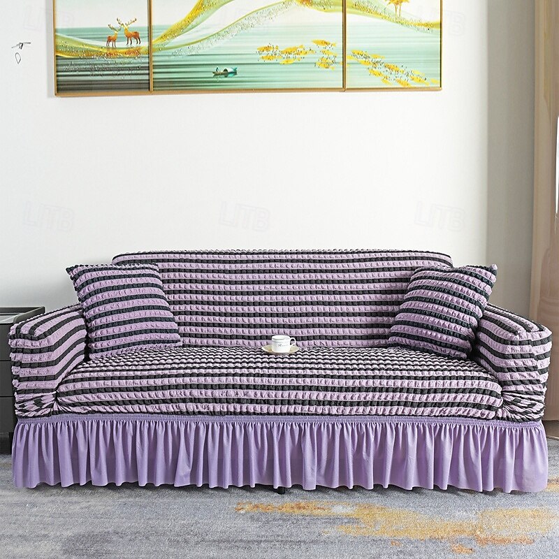3D Bubble Lattice Elegant Stretch Sofa Cover Loveseat Cover Couch Cover Spandex Elastic Sofa Slipcover Protector with Skirt 2025 - $39.99 –P20