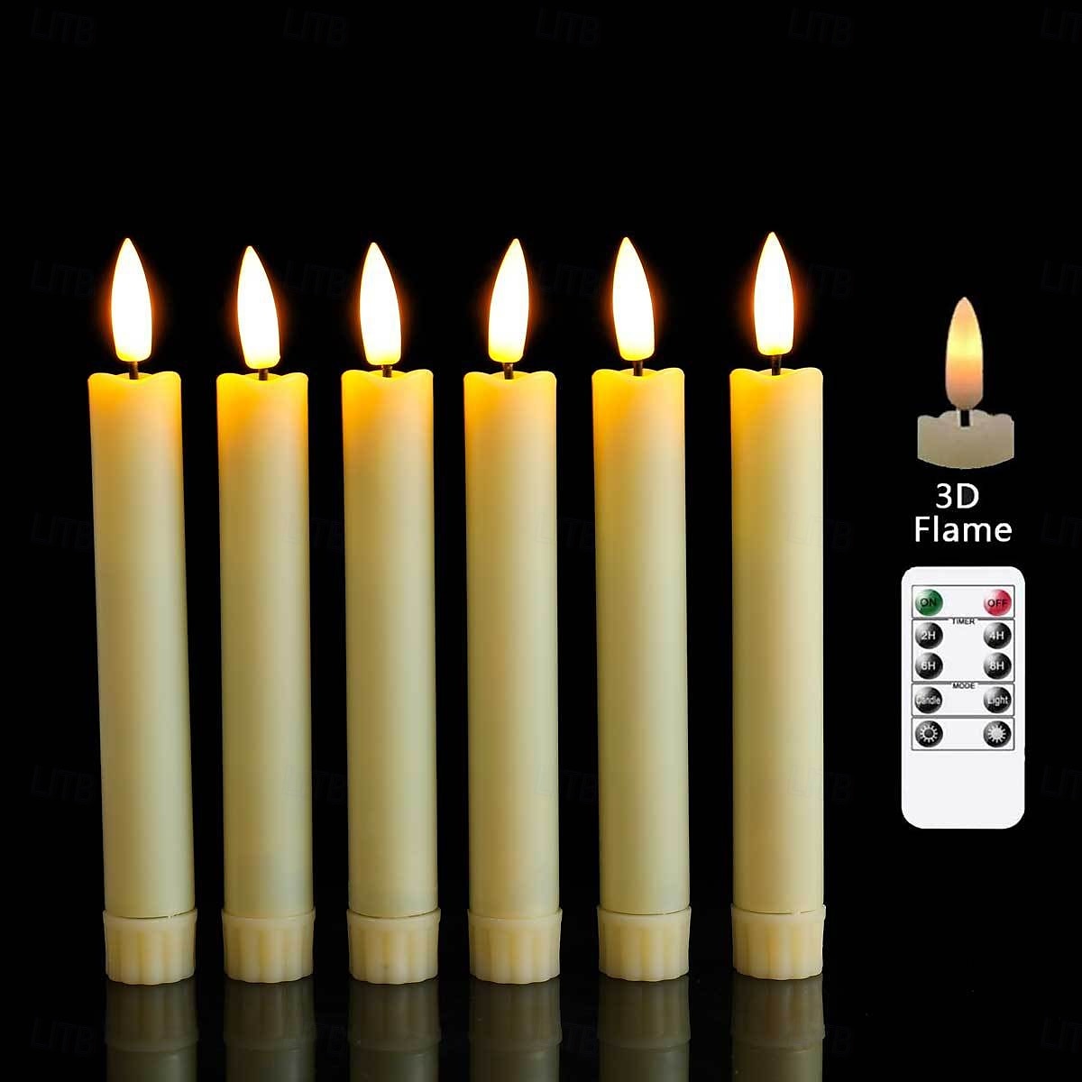 6 candele elettroniche di simulazione di Halloween e Natale da 16,5/17,5/22,5 cm, con telecomando, batteria AAA, per interni ed esterni, per feste nuziali, decorazioni luminose del 2025 a $21.99 –P9