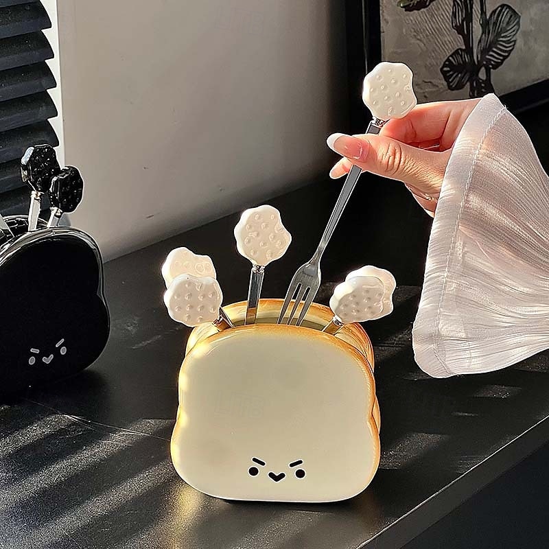 Bread-Shaped Fruit Fork Set with Jar, Cute Afternoon Tea and Café Tableware, Perfect for Fruits and Snacks 2025 - $32.99 –P4