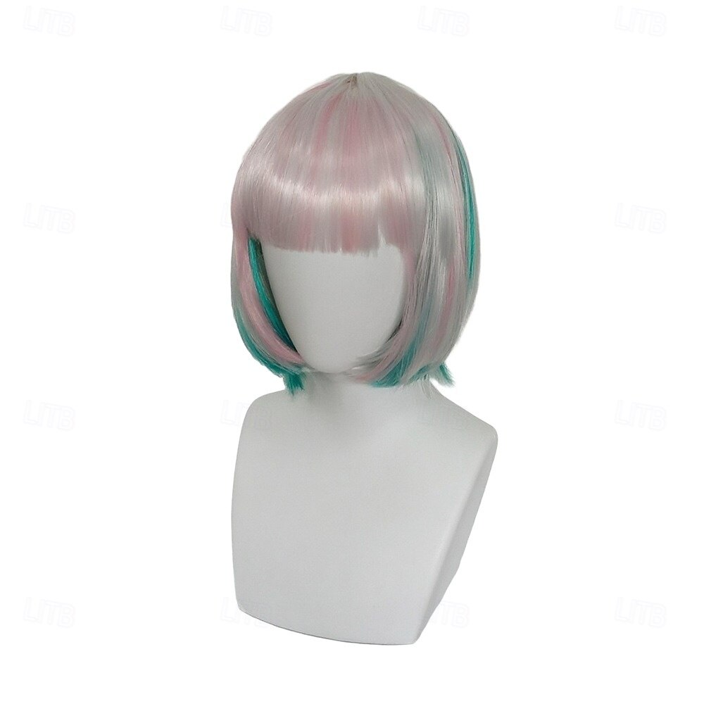 Paruka pro cosplay Megan 2 Mecha Combat pro ženy – krátké syntetické vlasy s trvalou ondulací a melírovanými konečky, doplněk ke kostýmu ve stylu anime z roku 2025 2025 - $20.99 –P2