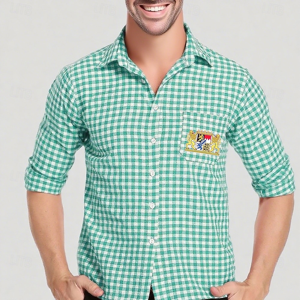 Oktoberfest Tern Mønster Lederhosen-skjorte Bayersk våpenskjold bayerske Tysk Enger Herre Karneval Ølfestivalen Tradisjonell stil klut Trøye 2026 - $32.99 –P17