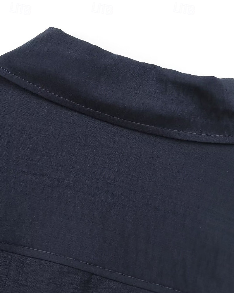 Damen Hemd Textur Bluse Bluse Einfach Modern Lässig Langarm Hemdkragen Normale Oberteile Täglich Ausgehen Gerafft Marineblau Herbst 2025 - $38.99 –P3