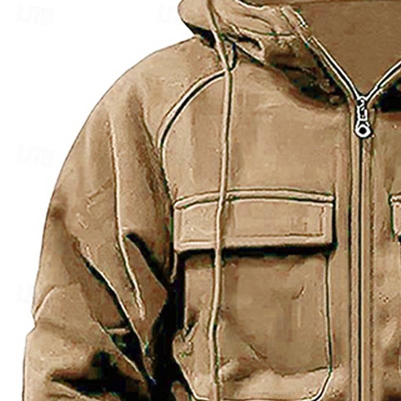 Men's Hoodie Full Zip Hoodie Wine Red Black Army Green Khaki Gray Hooded Plain Zip Up Front Pocket Tactical Sports & Outdoor Casual Polyester Streetwear Cool Sportswear Spring &  Fall Clothing Apparel 2026 - $24.99 –P6