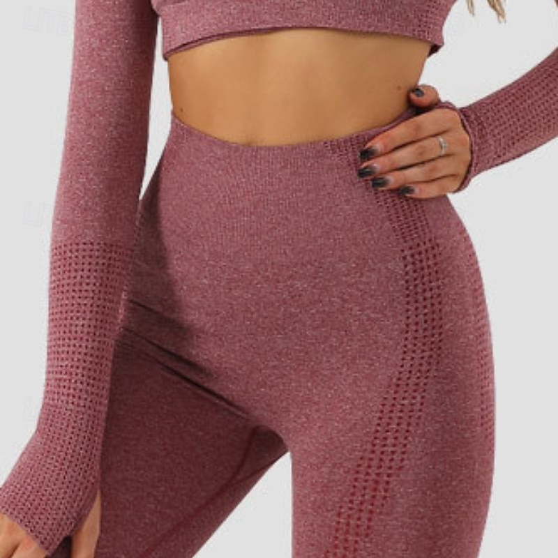 Mulheres Macacão de ioga com franzido Moletom de ioga Trajes de lazer Outono Côr Sólida Conjuntos Cinzento Escuro Preto Treino de Ginástica Cintura Alta Esticar Respirável Manga Longa Esporte Roupas de 2025 por $46.99 –P8