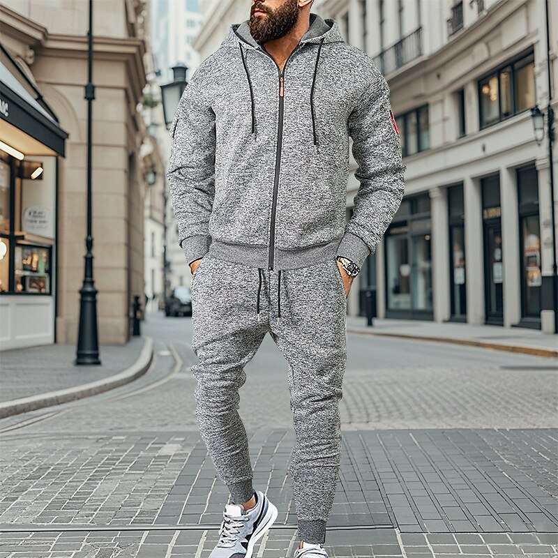 Per uomo Tuta da Ginnastica Set di abiti Set di felpe con cappuccio Felpa con Cappuccio All'aperto Quotidiano Sportivo Con zip Tasca Coulisse Semplice Rosso bordeaux Blu Grigio chiaro Poliestere del 2025 a $55.99 –P2