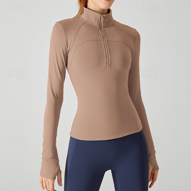 Mujer Sudadera de polar Escote Chino Templado Dispersor de humedad Media Cremallera Manga Larga Deportes Color sólido Camiseta por Gimnasio Entrenamiento de gimnasio Aptitud física Delgado Ropa de 2025 - $39.99 –P2
