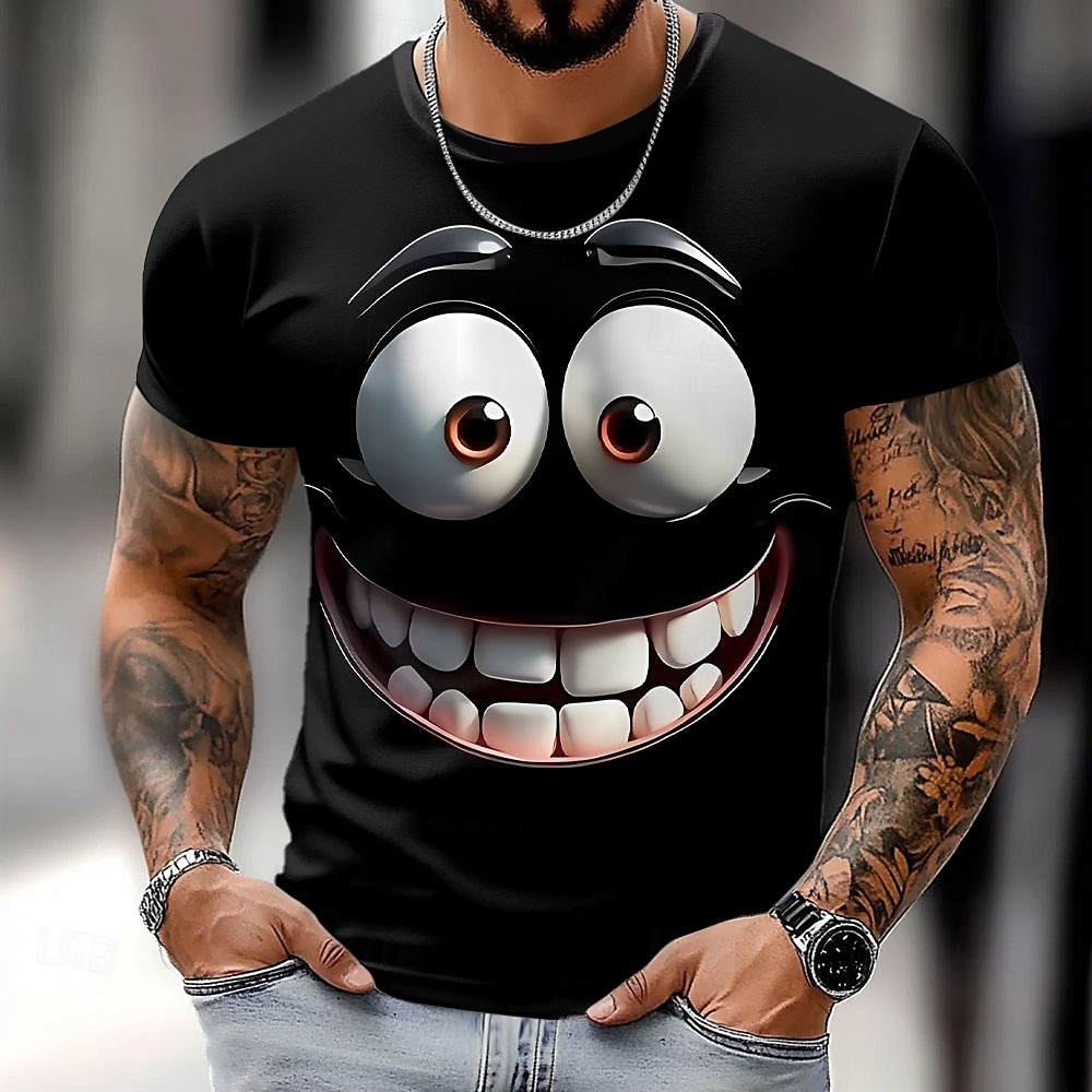 Homme 3D Visage humain T-shirt Manche Courte T-shirt Impression 3D Col ras du cou Chemise Exagéré Designer Soirée Rue Occasionnel Noir Rouge Bleu Été Printemps Toutes saisons Vêtement Tenue S M L XL de 2025 ? GBP £15 –P1