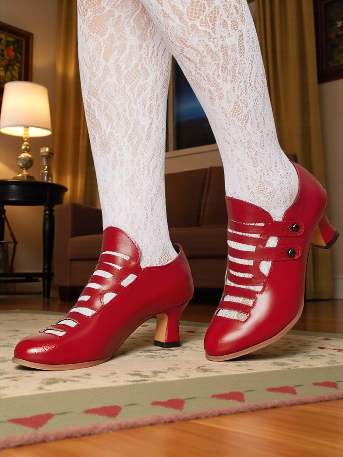 Femmes Chaussures à Talons Rétro Soirée Travail Quotidien Bouton Talon Cône Bout Rond Élégant ancien Marche PU Mocassin Noir Rouge Rouge Bordeaux de 2025 ? $54.99 –P7