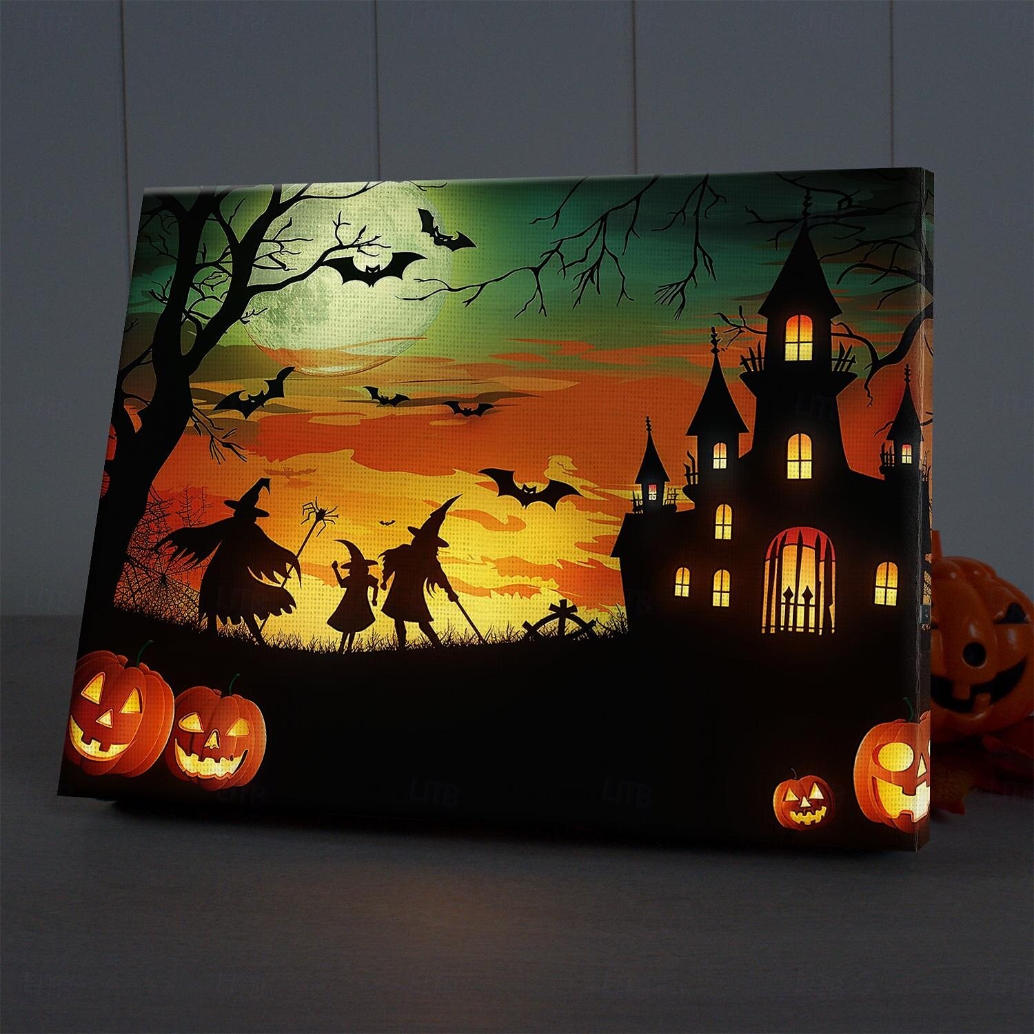 Halloween LED Canvas Wall Art LED Lighted Up Wall Decor 2AA Battery Operated Lighted Canvas Print LED Light Kitchen Bedroom or Home Decor Waterfall 2025 - $35.99 –P6