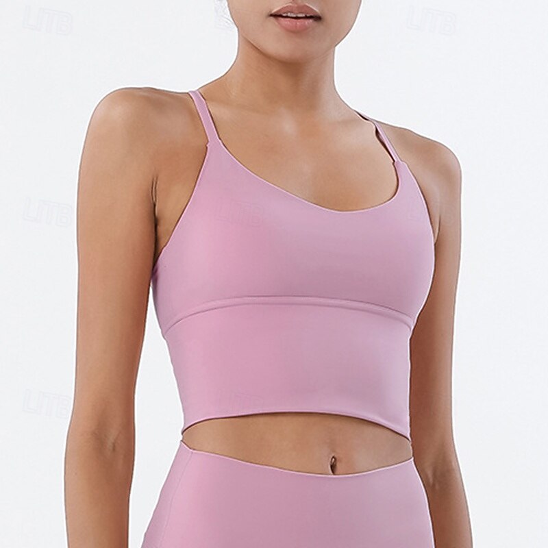 Damen Yoga Crop Tank Top Sport-BH Unterwäsche Medium Unterstützung Bürgellos Gefüttert Einfarbig Sport Sportkleidung Hellrosa Meerblau Pilates Laufen Yoga 2025 - $21.99 –P9
