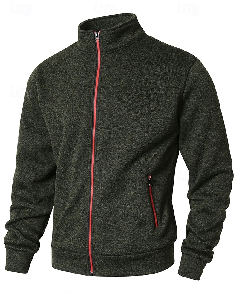 Pánské Mikina Celorozepínací mikina Černá Armádní zelená Námořnická modř Světle šedá Tmavě šedá Stojáček Bez vzoru Kapsy Sporty a outdoor Denní Dovolená Polyester Šik ven Základní Na běžné nošení 2025 - $27.99 –P9