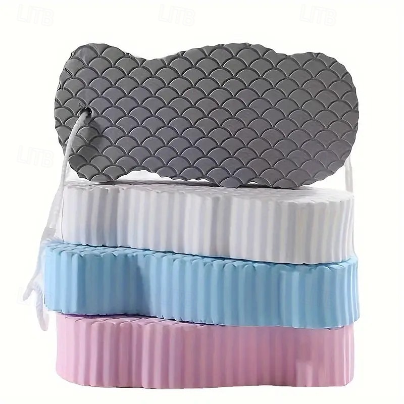 Pacote com 4 esponjas de banho esfoliantes super macias – esfoliante corporal 3D hipoalergênico, material TPR, limpeza profunda manual &suavização da pele, rosa/azul/branco/cinza de 2025 por $12.99 –P1