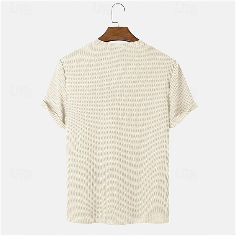 Per uomo Maglietta Waffle Maglietta Camicia a Maniche Corte Manica Corta Girocollo Estate Semplice Moda Designer Essenziale Jacquard Vacanza Streetwear Uscire Blu Cammello Beige Maglietta Top per Uomo del 2026 a $25.99 –P5