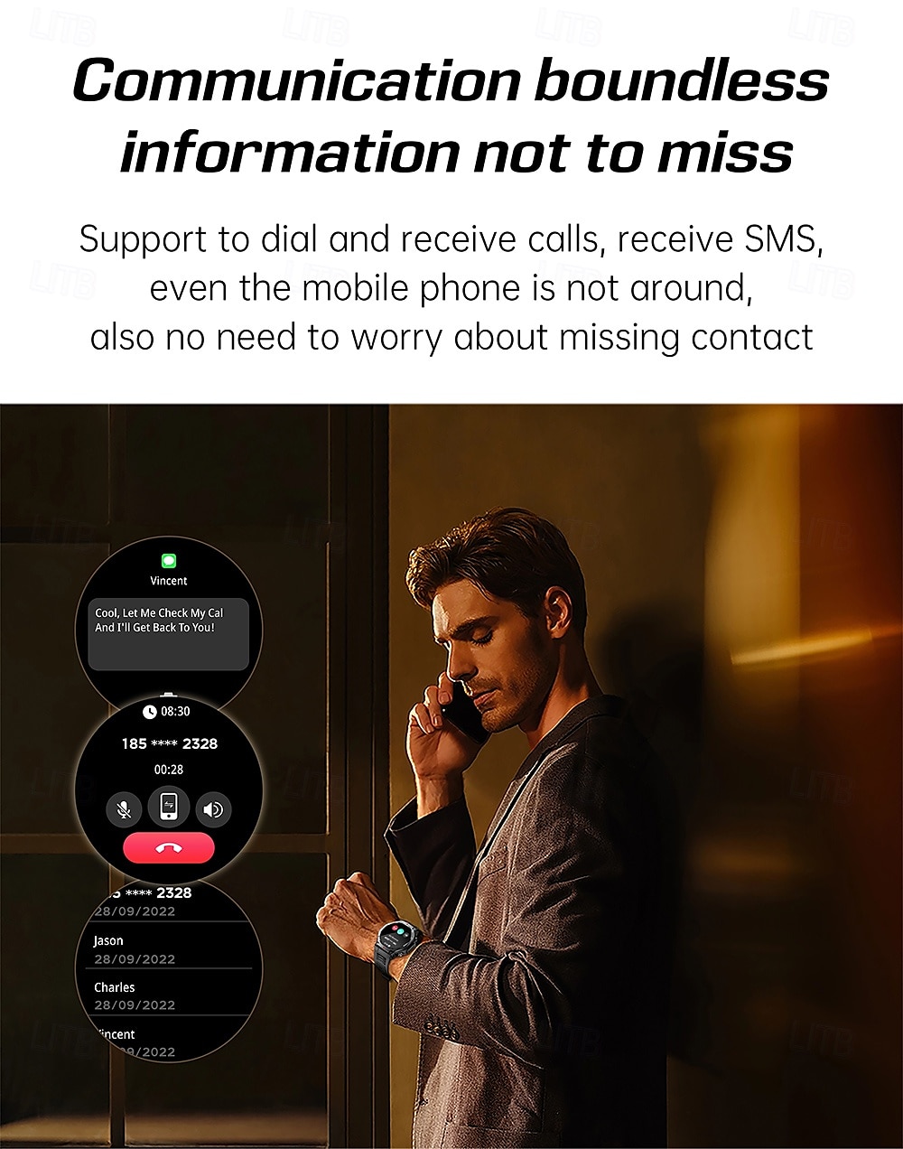 2025年 2025年新型スマートウォッチ（懐中電灯/UVライト付き、5気圧防水、Bluetooth通話、スポーツスマートウォッチ、Huawei Xiaomi対応、メンズ）  コレクション – $44.99 –P9