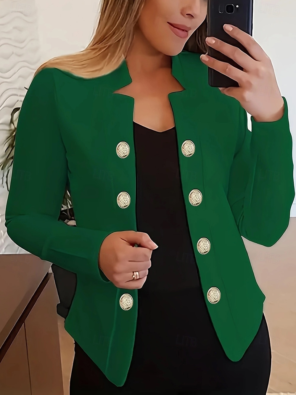 نسائي سترة مريح متنفس Buttons موضة الحديث سهل عمل مناسب للبس اليومي عادية مرتفعة عادي كم طويل ملابس خارجية زهري فاتح أسود أبيض الربيع الخريف 2025 - $24.99 –P2