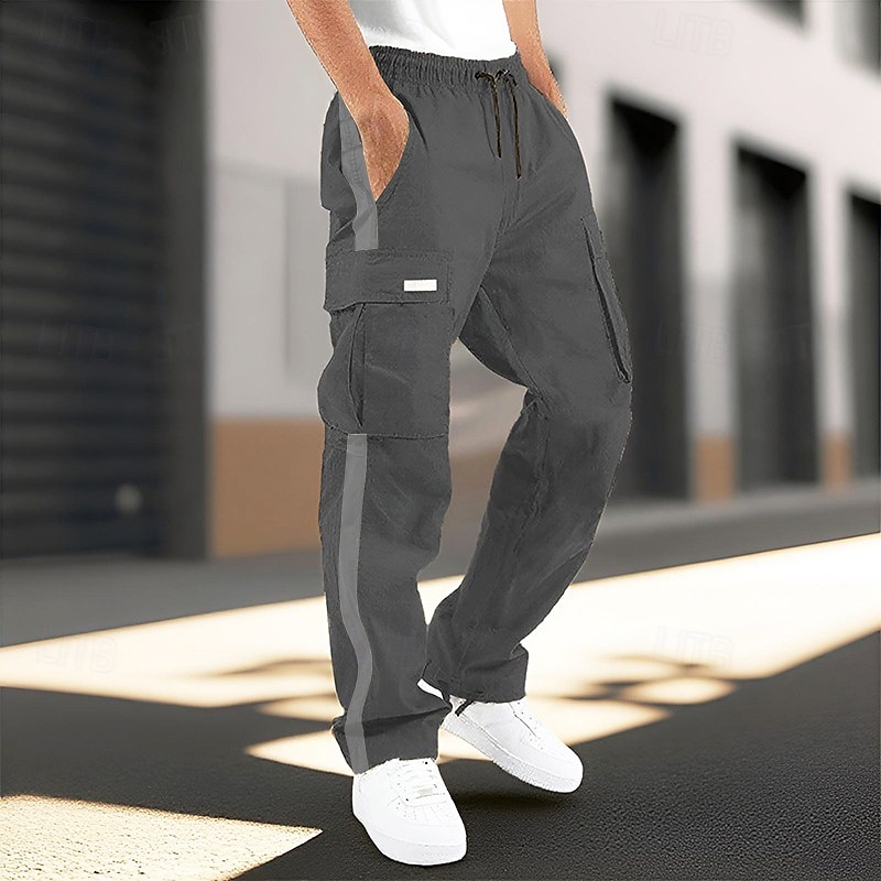 Herren Cargo-Hosen Hose Elastischer Bund Kordelzug Mehrere Taschen Einfach tragbar Outdoor Täglich Campen und Wandern Mode Klassisch Schwarz / Rot Schwarz / Weiß 2025 - $25.99 –P6