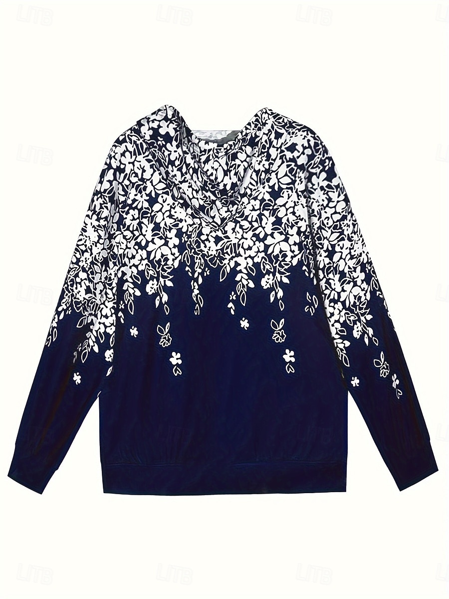 Femmes Sweats à capuche zippés Fleuri Graphique Mode Occasionnel manche longue À capuche Hauts Réguliers Rue Tenue Quotidienne Fermeture éclair Avec Poches Imprimé bleu marine Printemps Automne de 2025 ? $24.99 –P3