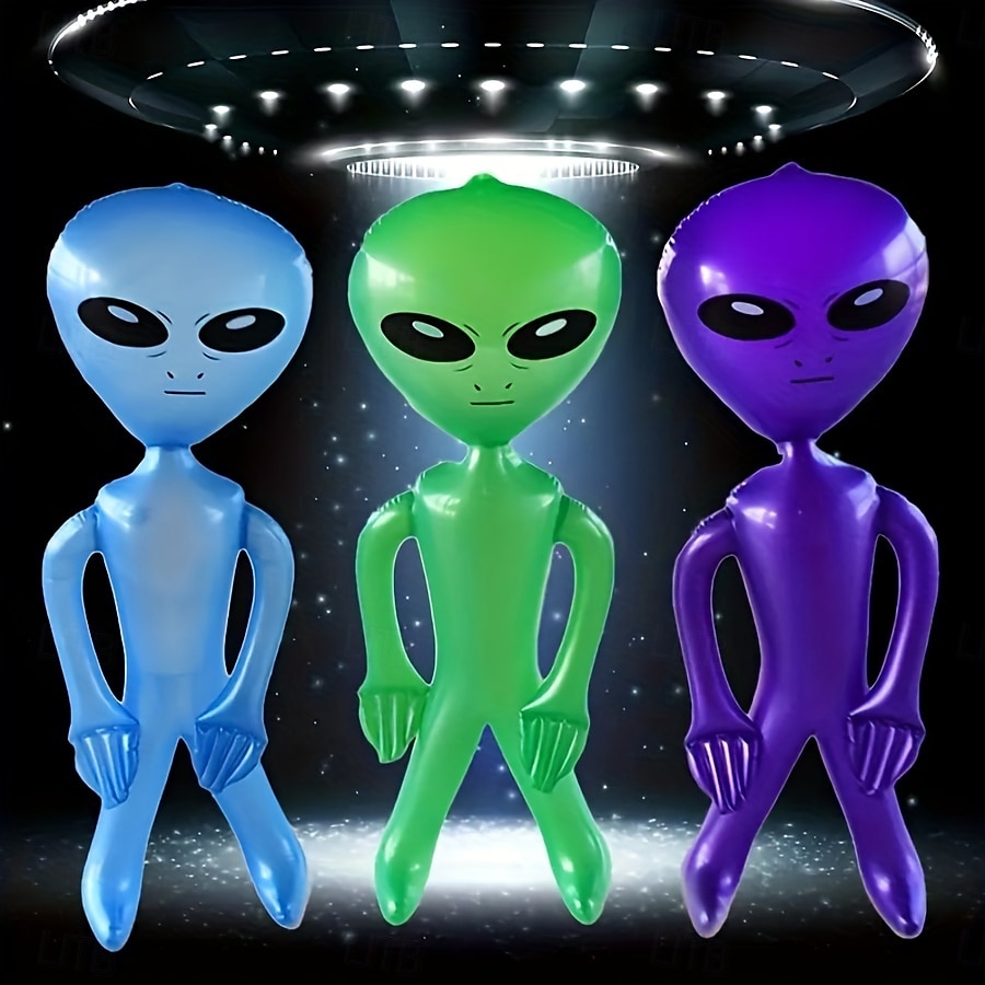 3 figuras inflables alienígenas coloridas para decoración festiva de Halloween con calabazas y telarañas. &Linternas de 85 cm/33,5 pulgadas: perfectas para celebraciones espeluznantes, de plástico 2025 - $27.99 –P6