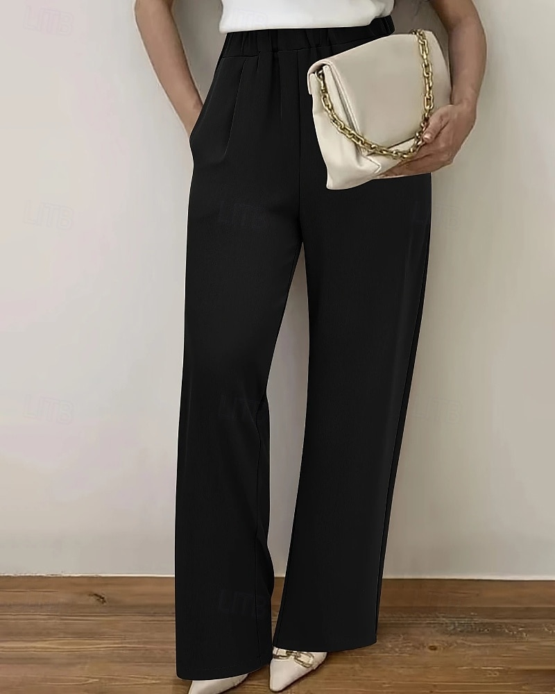 Per donna Gamba larga Pantaloni Eleganti Moda Streetwear Lunghezza intera Naturale Semplice Tasca Elastico in vita Confortevole Formale Ufficio Uscire Grigio Nero Autunno Vestibilità regolare del 2025 a $19.99 –P1