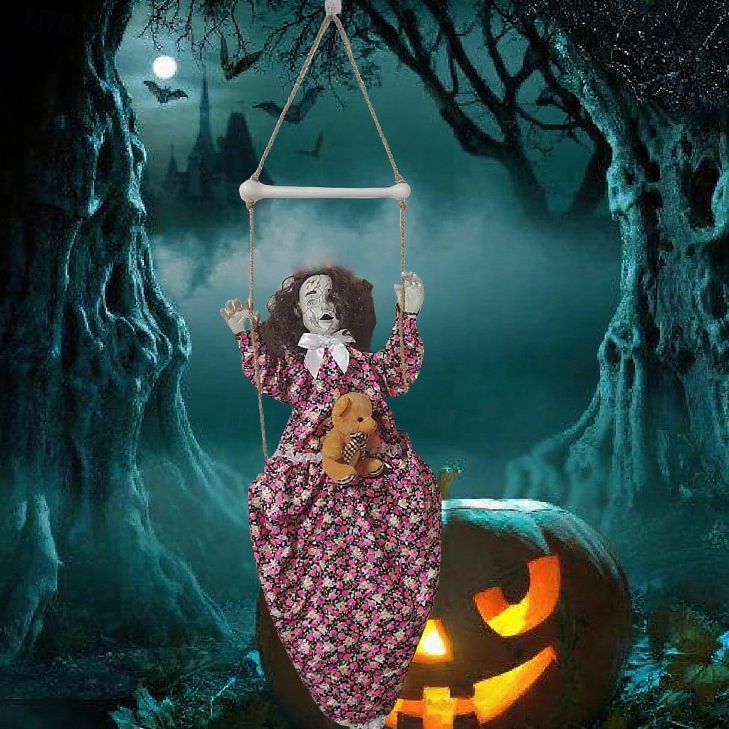 Decorazione per esterni di Halloween, grande altalena per ragazza fantasma, suono luminoso, scena horror del 2025 a $213.39 –P1