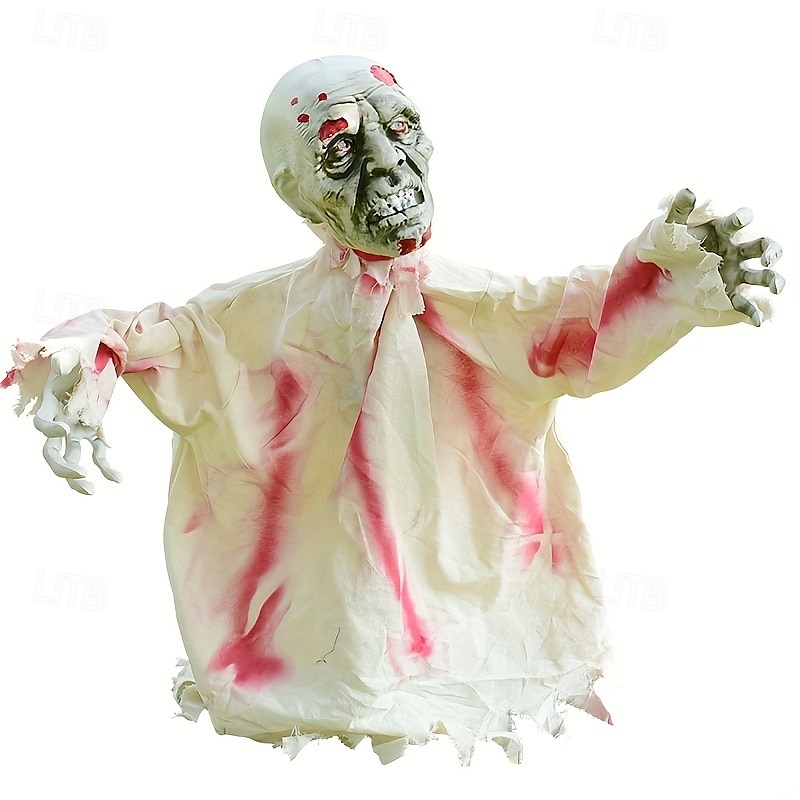 1 τεμάχιο πασσάλους γκαζόν με ζόμπι για το Halloween, μεγάλα τρομακτικά στηρίγματα με έλεγχο ήχου με ενεργοποίηση κίνησης, παραδοσιακό στυλ, πλαστικό και τζιν υλικό, εξωτερικές τρομακτικές 2025 - $82.99 –P9