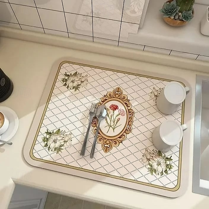 Tappetino drenante in stile fantasy, tappetino per asciugatura da cucina in terra di diatomee, vassoio assorbente per piatti, tazze, macchine da caffè, protezione superficiale ad asciugatura rapida del 2025 a $12.99 –P6