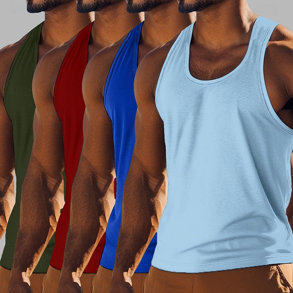 Hombre Camiseta sin mangas Chaleco Camisetas Interiores Camisa sin mangas Sin Mangas Cuello redondo Cuchara Verano Color sólido Plano Moda Básico Clásico 4 Piezas Calle Casual Deportes A B C Camiseta 2025 - $37.99 –P8