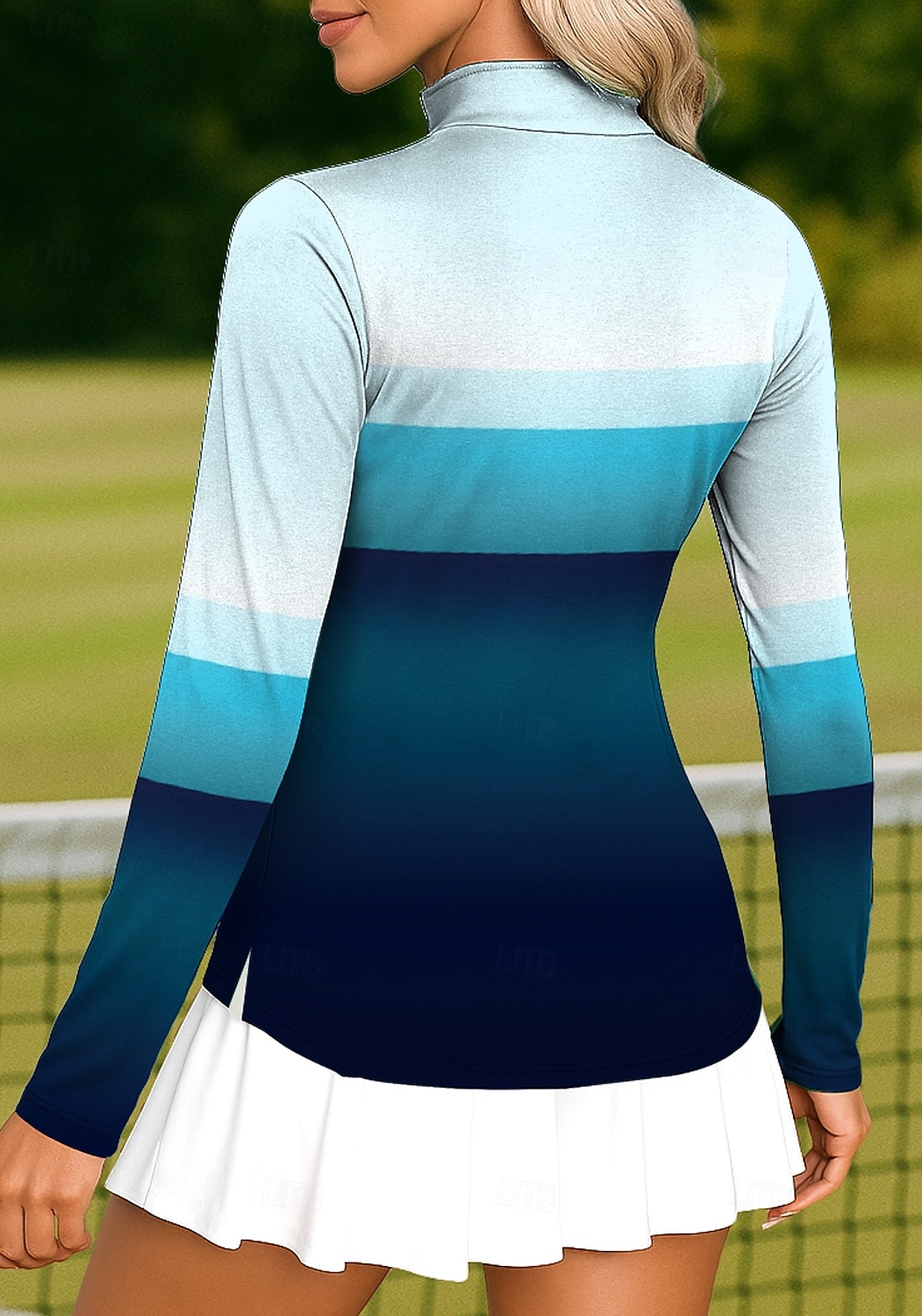 Dame Geometrisk Topper POLO T-skjorte Tennisskjorte Tennis-t-skjorte Langermet Trykt mønster Quarter Zip Pullover UV Beskyttelse Elastisk Pustende Volleyball Tennis Golf Høy krage Glidelåskrage 2026 - $25.99 –P2