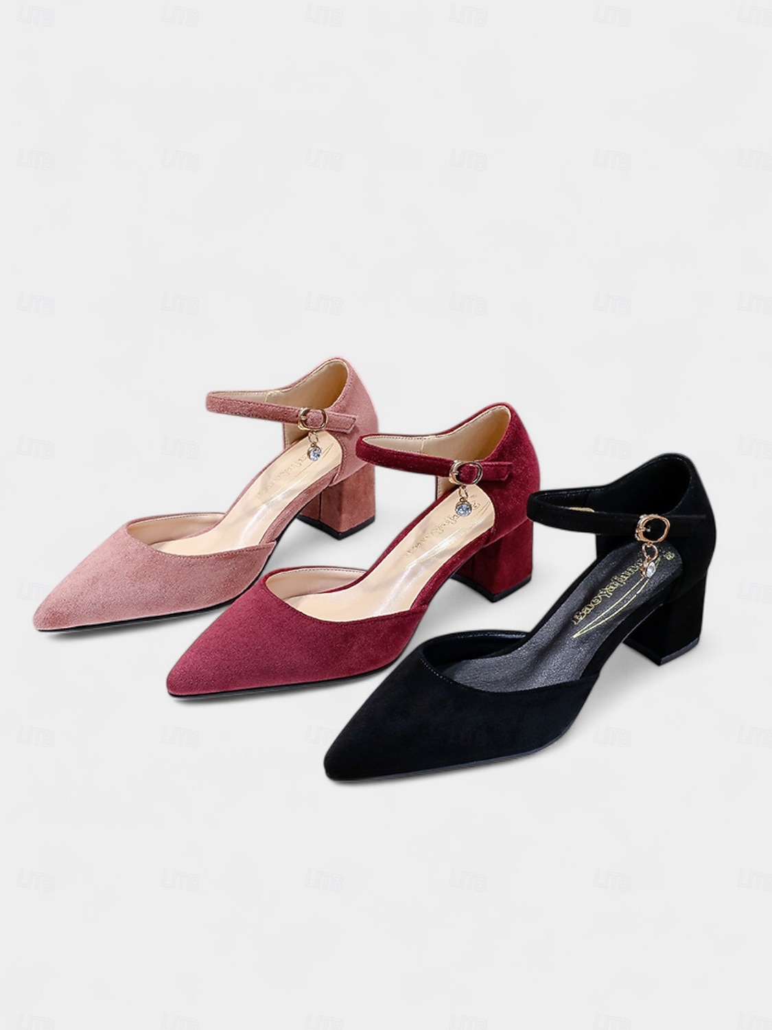 Escarpins à talons compensés en daim rose pour femme, avec bride à la cheville – élégants escarpins à bout pointu et détails charmants pour mariages, fêtes et tenues de bureau de 2025 ? $46.99 –P2
