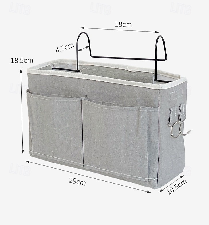 Organizador de mesita de noche con correas fijas, bolsillo colgante para almacenamiento de regreso a la escuela, canasta de almacenamiento de mesita de noche de lino y algodón para estudiantes 2026 - $9.99 –P2