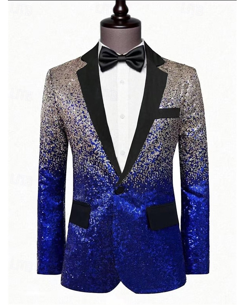 Homens Blazer O negócio Coquetel Festa de Casamento Moda Casual Primavera Outono Poliéster Gradiente Bolsos Botões Confortável Não Trespassado Jaqueta esporte Prata Azul Verde Escuro Roxo de 2025 por $67.99 –P10