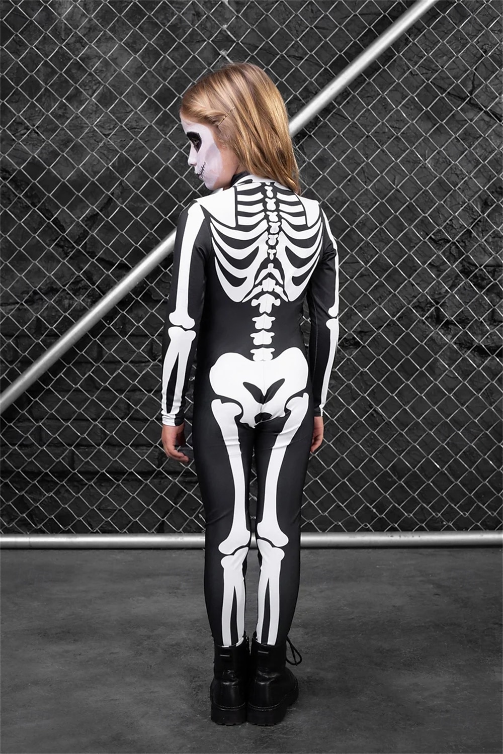 koponya csontváz test halloween csoportos páros jelmezek teljes testes macskaruha ijesztő jelmez férfi női fiú gyermek felnőttek előadás buli klub halloween karnevál halottak napja könnyű 2025 - $29.99 –P7