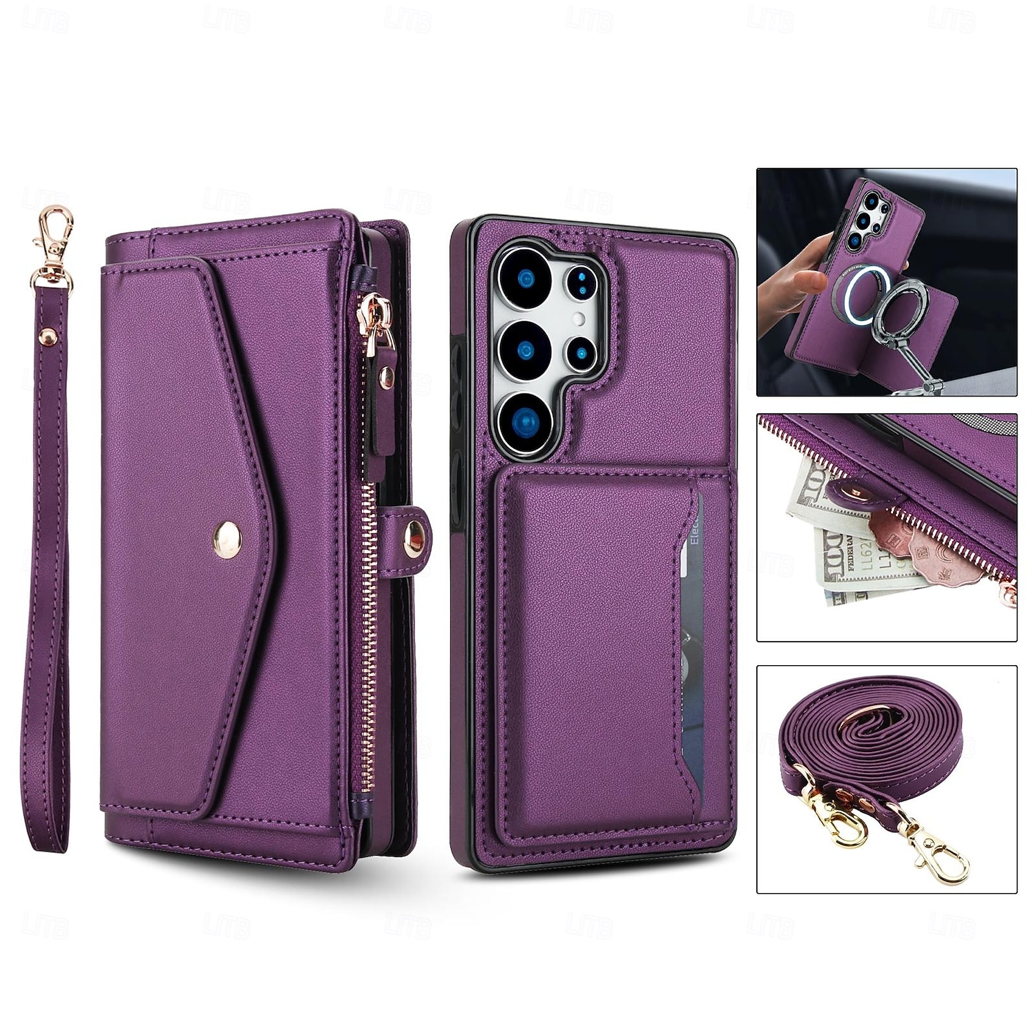 teléfono Funda Para Samsung galaxia S25 S25 Más S25 Ultra S24 Plus S24 S24 Ultra Plus S24 FE A14 A72 A73 Tarjetas billetera Cremallera con cordón Ranura para tarjetas Retro TPU Cuero de PU 2025 - $27.99 –P2