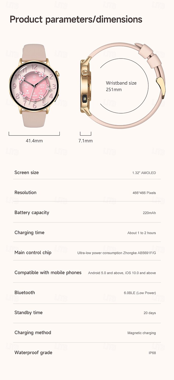 iMosi G34 Okos óra 1.32 hüvelyk Intelligens Watch Bluetooth Lépésszámláló Hívás emlékeztető Testmozgásfigyelő Kompatibilis valamivel Android iOS Uniszex Kéz nélküli hívások Vízálló Média kontroll IP68 2026 - $61.99 –P15