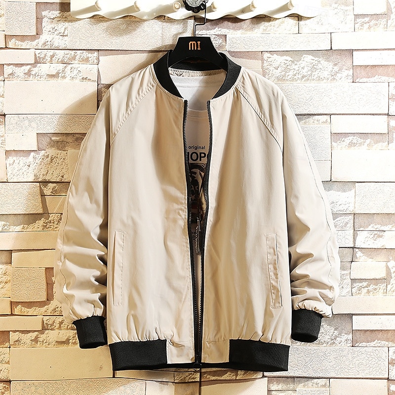 Herren Leichte Jacke Freizeitjacke Urlaub Täglich Atmungsaktiv Tasche Frühling Herbst Farbblock Mode Klassisch Stehkragen Regulär Aprikose Schwarz Gelb Grün Armeegrün Jacken 2025 - $35.99 –P12