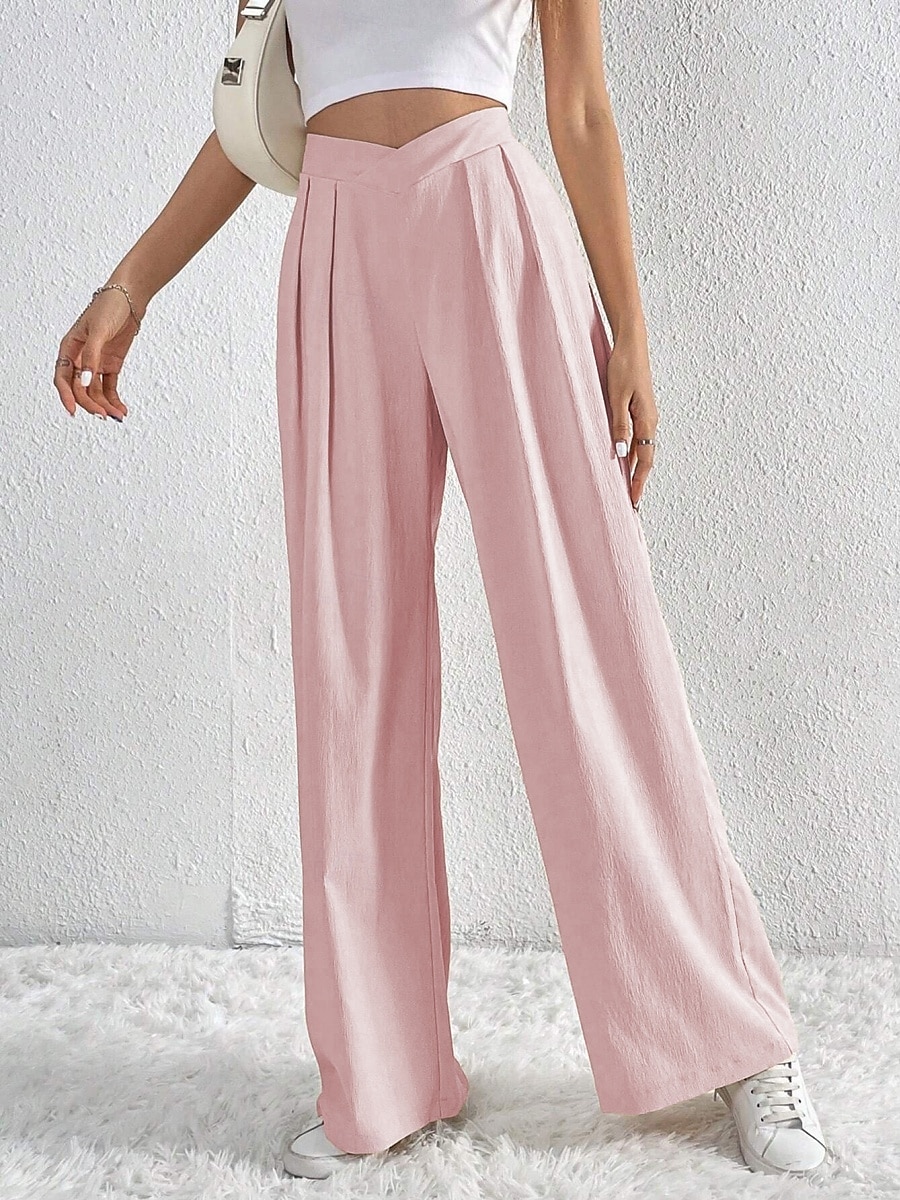 Per donna Gamba larga Pantaloni Streetwear Casual Lungo Vita Alta Semplice Traspirabilità Morbido Micro-elastico Vacanza Streetwear Abbigliamento quotidiano Nero Rosa Blu chiaro Albicocca Autunno del 2025 a $26.99 –P24