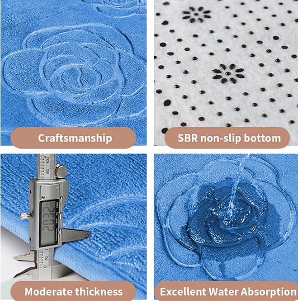 Saugfähige Badematte mit Rosenprägung – rutschfester Badezimmerteppich, ultraweicher Komfort, gestricktes Polyester, leicht, waschbar, für Eingangsbereich oder Schlafzimmer, maschinenwaschbarer Teppich für den Innenbereich 2025 - $10.99 –P2