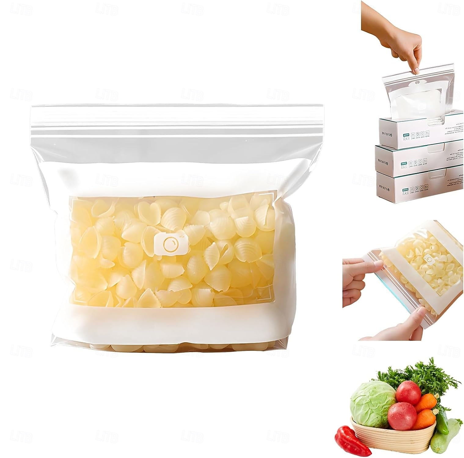 Pungi de depozitare reutilizabile din folie de aluminiu pentru păstrarea prospețimii, de calitate alimentară, pentru fructe, legume, frigider, bucătărie &depozitare în supermarketuri 2025 - $15.25 –P4