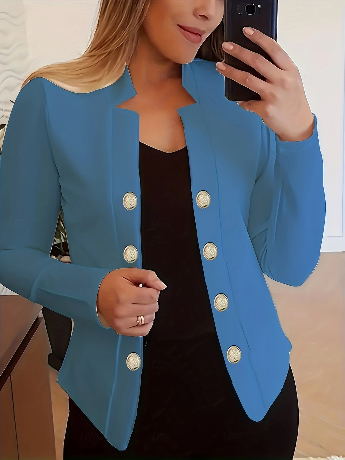 نسائي سترة مريح متنفس Buttons موضة الحديث سهل عمل مناسب للبس اليومي عادية مرتفعة عادي كم طويل ملابس خارجية زهري فاتح أسود أبيض الربيع الخريف 2025 - $24.99 –P8