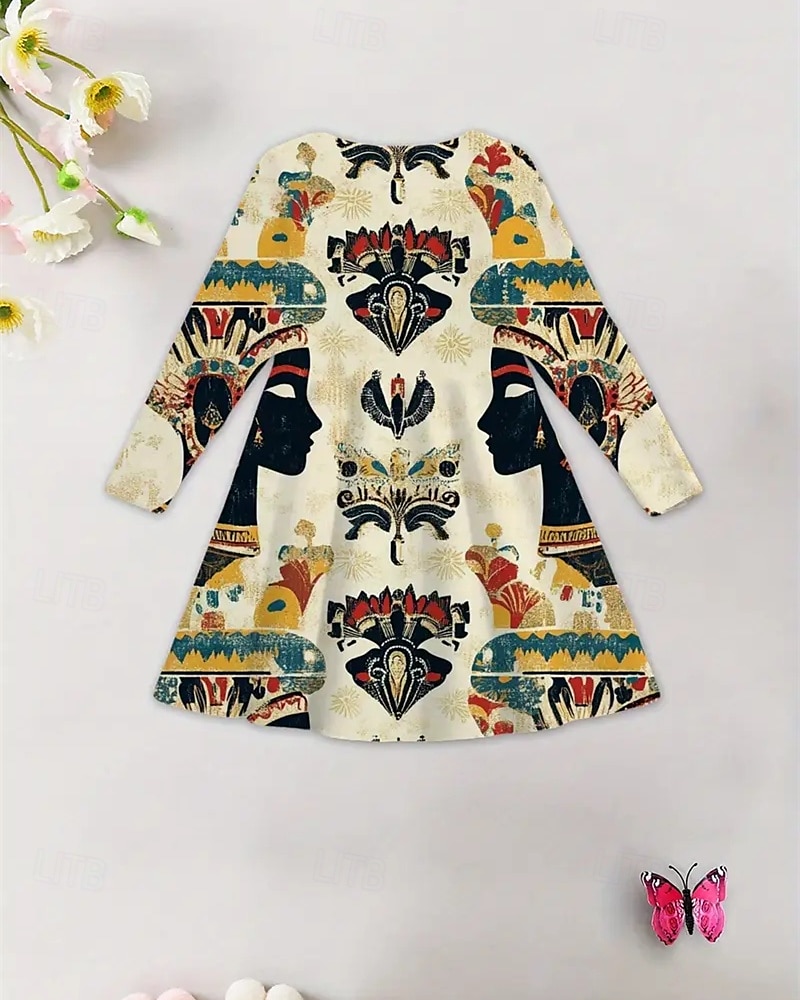 Mädchen' 3D Grafik Kleid Langarm Sommer Frühling Urlaub Täglich Ferien Prinzessin Schön Süß Kinder 4-12 Jahre Freizeitkleid A Linie Kleid Knielang Normale Passform 2025 - $16.99 –P4