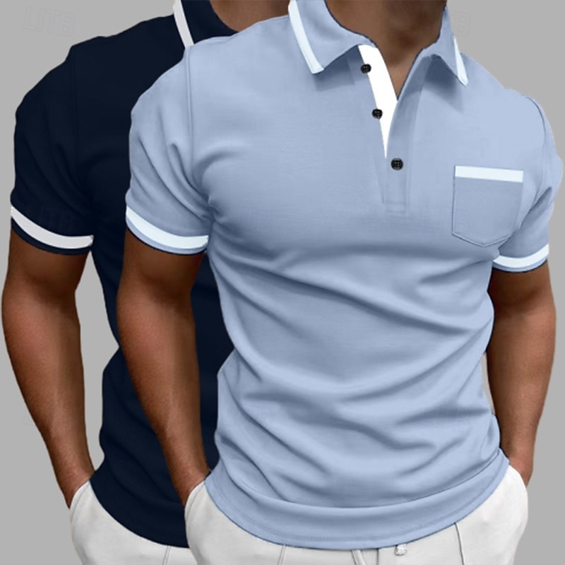 Per uomo Blocco di colori Polo Maglia da golf Manica Corta Bavero Moda Essenziale Confortevole Sport & Outdoor Casuale Athleisure Confezione multipla Tasca Frontale Estate 8# # 4 # 5 del 2026 a $40.99 –P7