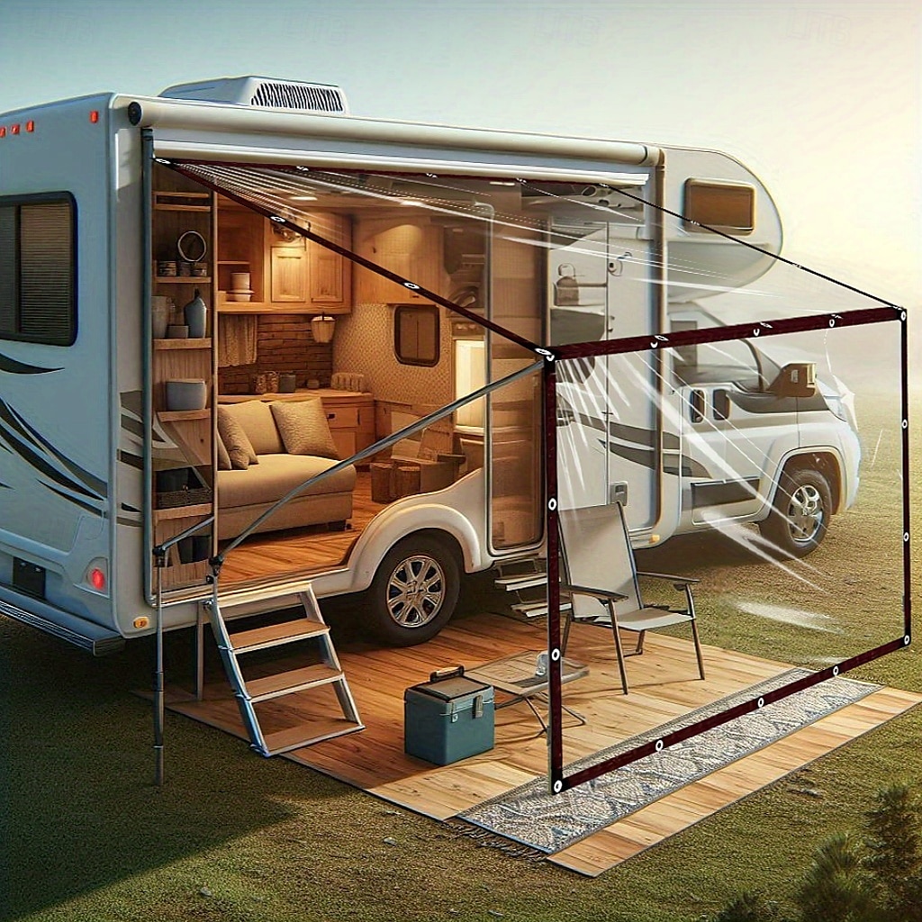 Prelată impermeabilă transparentă, husă impermeabilă, material îmbunătățit de înaltă calitate, cu margini rezistente la rupere, pentru camping în aer liber, terasă, picnic, carport, grădină, balcon și 2026 - $44.99 –P7