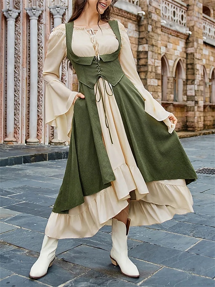 Medieval Renaissance Cocktail Dress Cosplay Costume Prom Dresses Viking Outlander Fancy Dress Women's Celtic Pirate Fantasy Masquerade LARP Ren Faire Festival Adults' Dress 2026 - $40.99 –P13