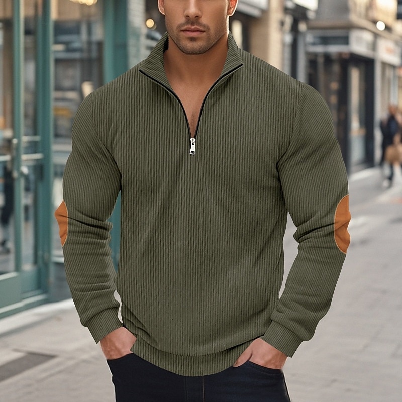 Homens Moletom Veludo Cotelê Moletom com zíper Adamascado Preto Verde Tropa Azul Marinha Cinzento Com Capuz Tecido Patchwork Desportos e Ar livre Casual Diário Roupa de rua Legal Roupa de Esporte de 2025 por $23.99 –P4