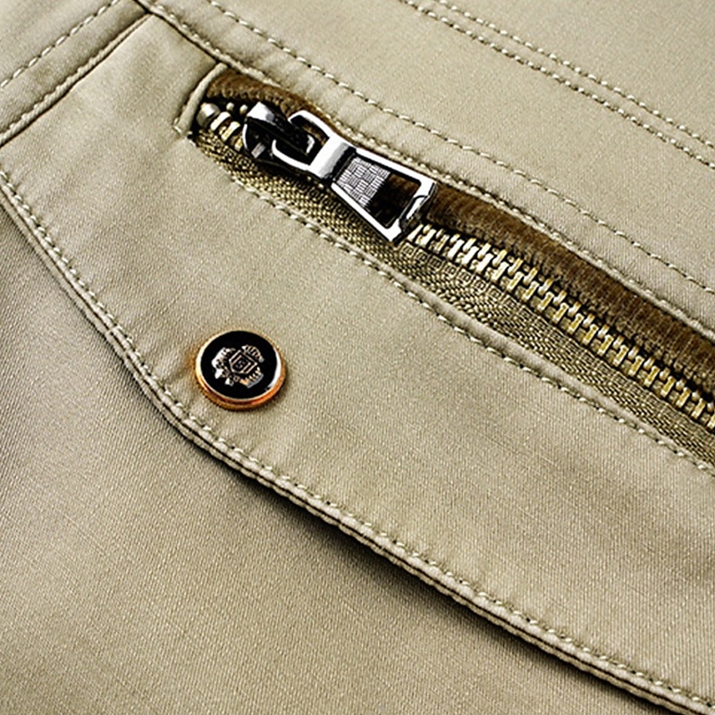 Homme Veste Légère Veste Cargo Veste Décontractée Vacances Quotidien Chaud Avec Poches Automne Hiver Uni Mode Classique Col montant Régulier Kaki clair Kaki Veste de 2025 ? $44.99 –P5