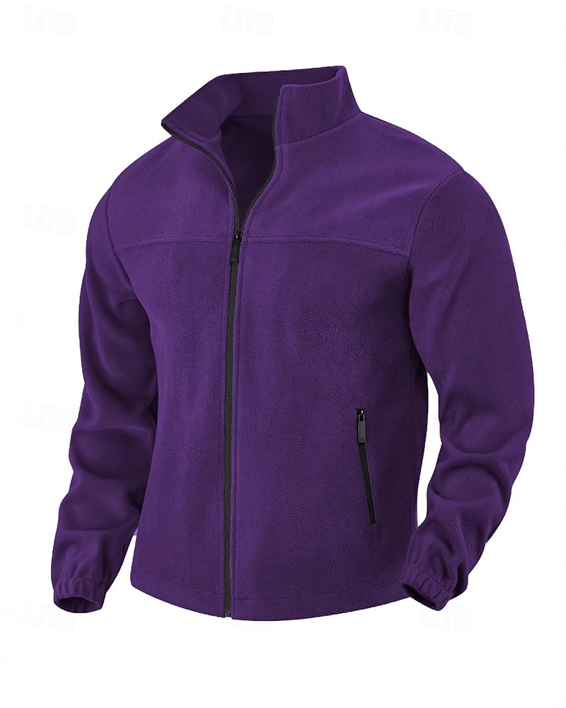 Bărbați Hanorca Fleece Polar Jachetă din lână Hanorac cu fermoar complet Negru Mov Portocaliu Gri Deschis Gri Închis Guler în picioare Simplu Buzunar Sporturi & Exterior Zilnic Concediu Poliester Șic 2025 - $32.99 –P5
