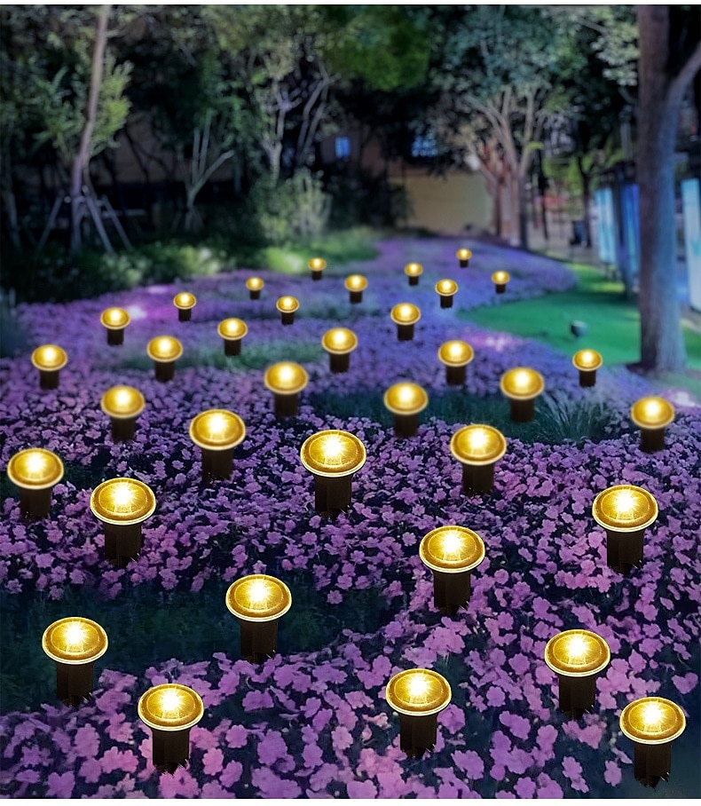 napelemes vezetőoszlopos talajlámpák 15/30 db-os lapos napelemes lámpák kültéri, vízálló napelemes korongos tájvilágítás kerti ösvényre, falra, lépcsőkre, teraszokra, udvarra, gyepre, járdára (meleg 2026 - $20.99 –P2